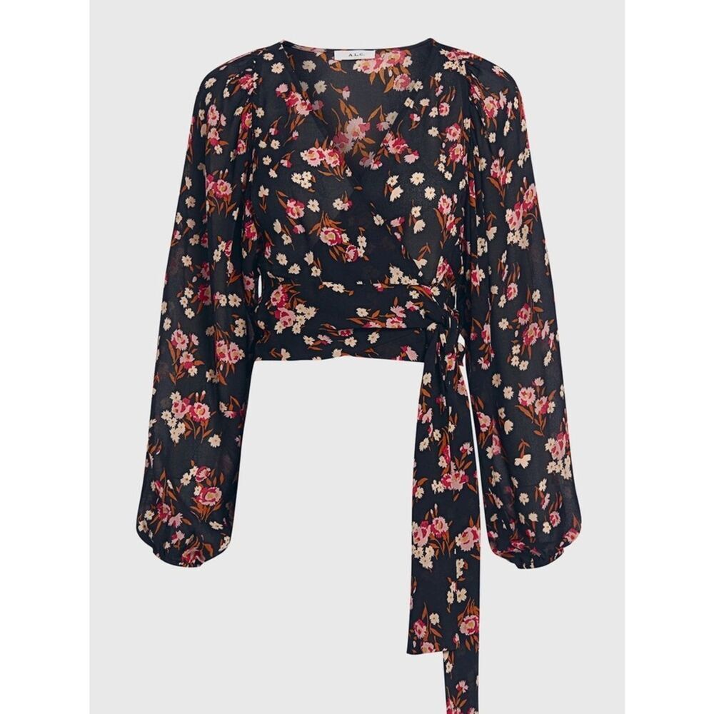 A.L.C Silk Floral Wrap Top 0